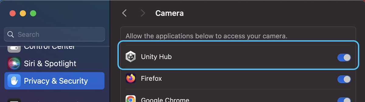 macOS camera settings