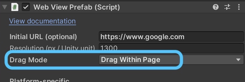Drag Mode setting