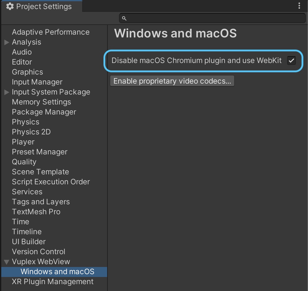 settings to disable Chromium for macOS